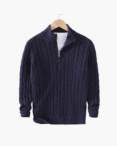Jersey de Punto Trenzado con Cremallera